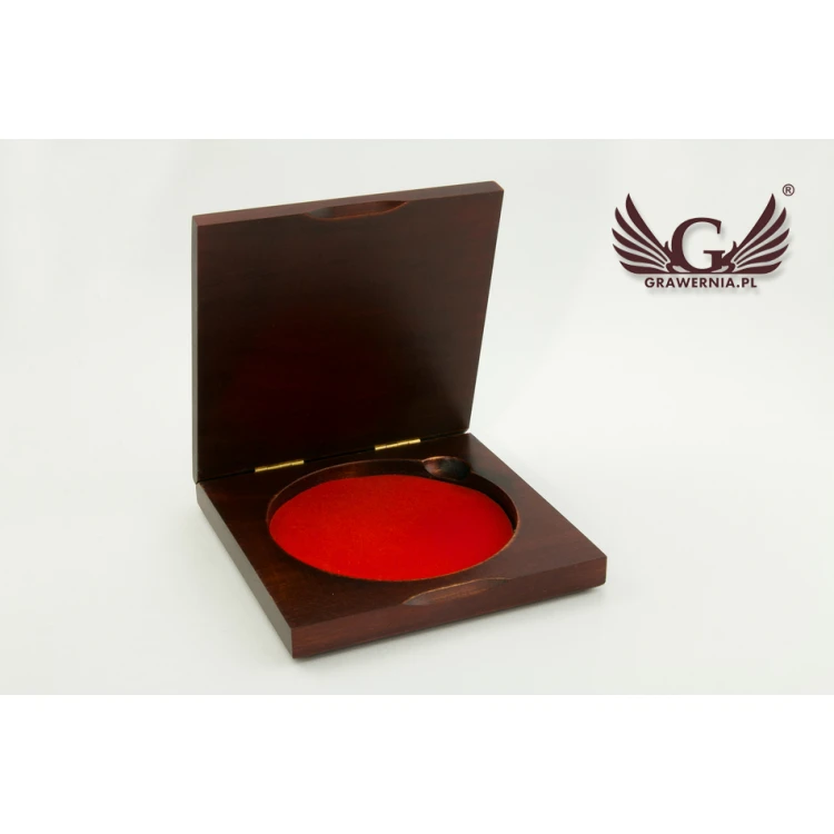 Wooden case box with two slots for 90mm diameter medal - KAS07