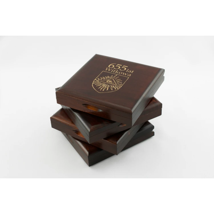 Wooden case box with two slots for 90mm diameter medal - KAS07