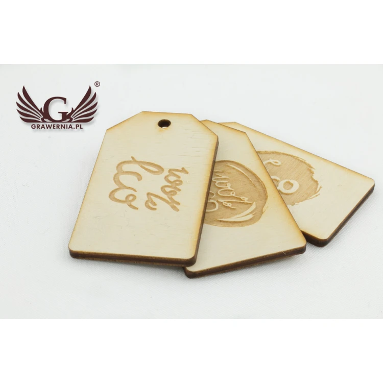 Wooden Labels, Laser Engraved Price Tags - Dimensions: 34x60mm - EDR020