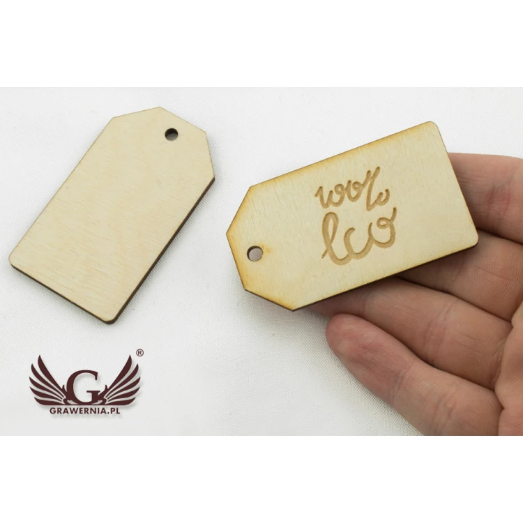 Wooden Labels, Laser Engraved Price Tags - Dimensions: 34x60mm - EDR020