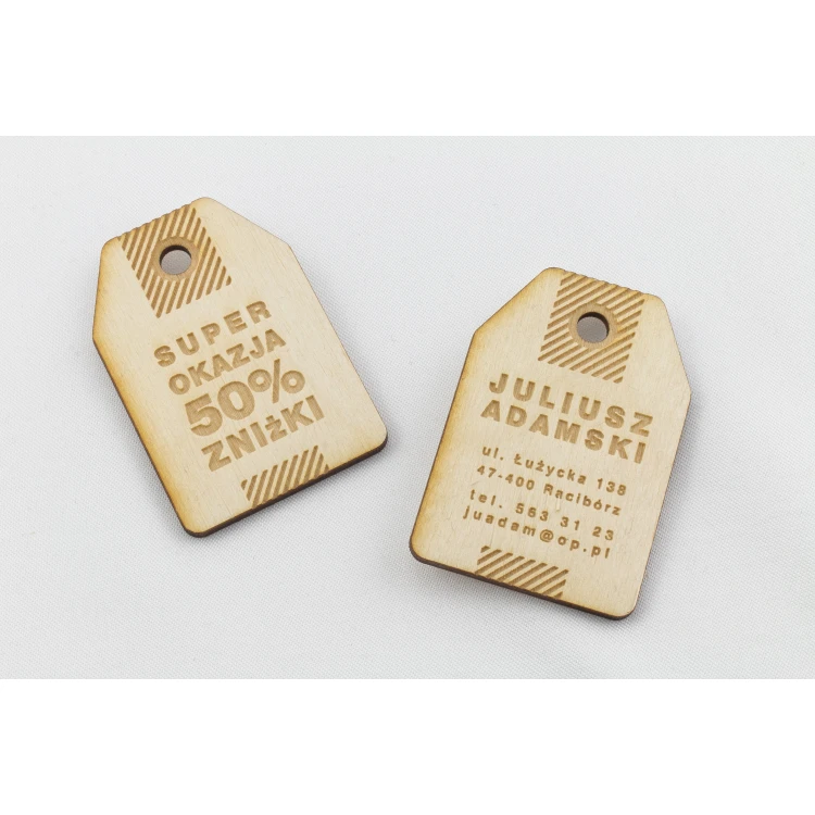 Wooden Labels, Laser Engraved Price Tags - Dimensions: 40x60mm - EDR017