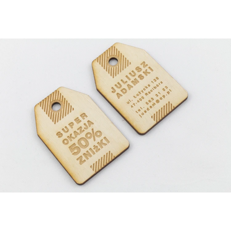 Wooden Labels, Laser Engraved Price Tags - Dimensions: 40x60mm - EDR017