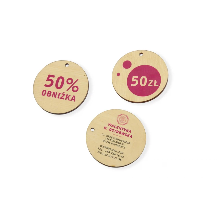 Wooden Labels, Price Tags - Diameter: 50mm - UV Print - EDR004
