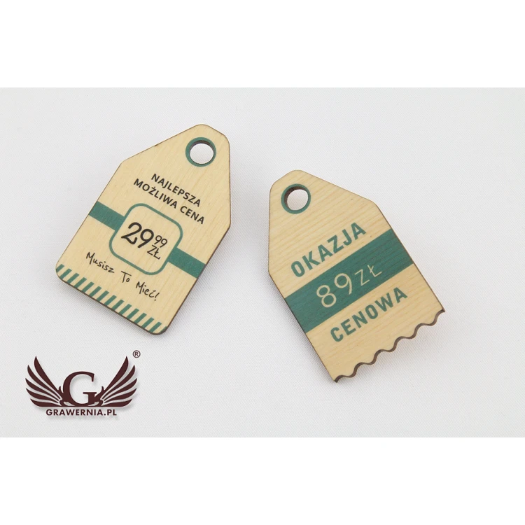 Wooden Labels, Price Tags - Dimensions: 36x60mm - UV Print - EDR002