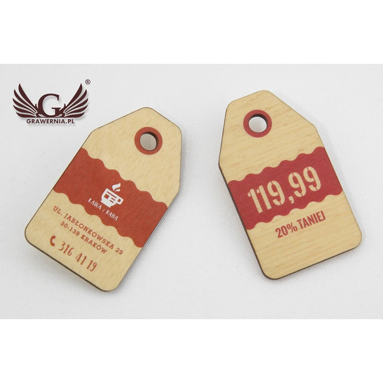 Wooden Labels, Price Tags - Dimensions: 34x60mm - UV Print - EDR003