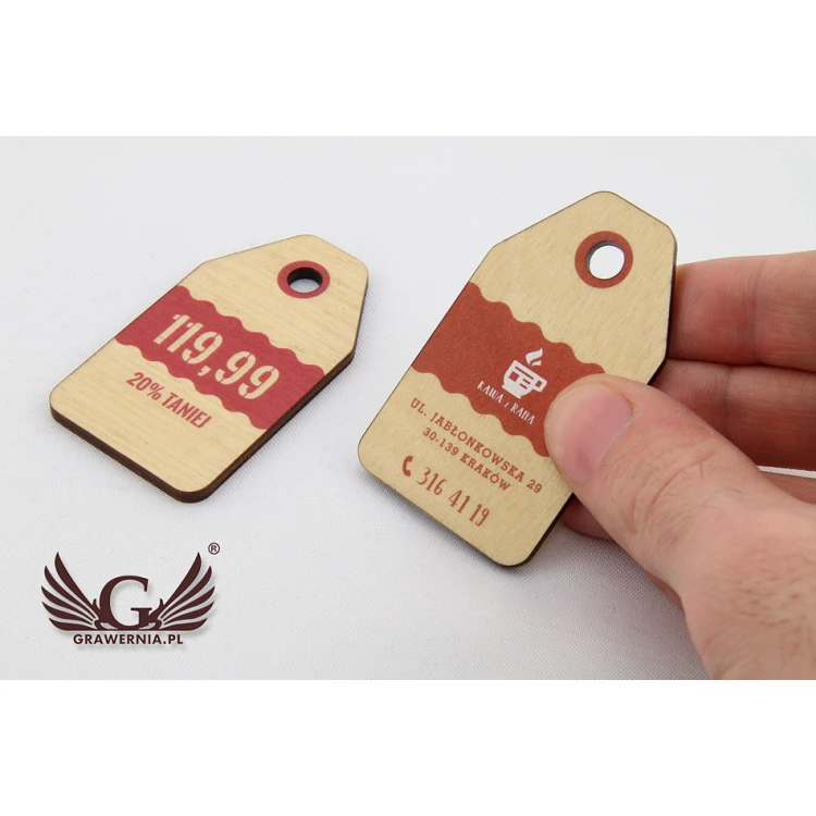 Wooden Labels, Price Tags - Dimensions: 34x60mm - UV Print - EDR003