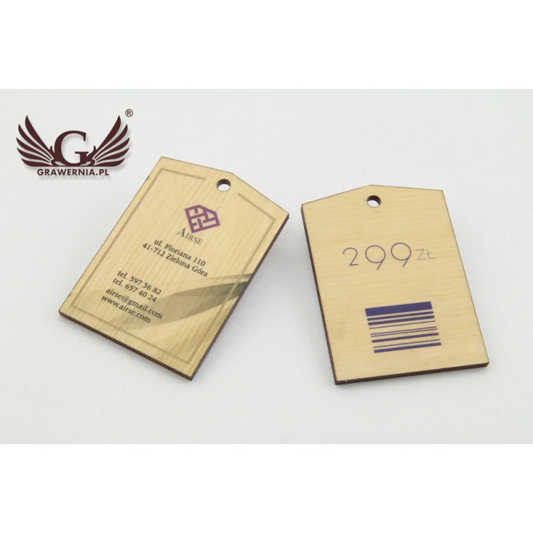 Wooden Labels, Price Tags - Dimensions: 42x60mm - UV Print - EDR005