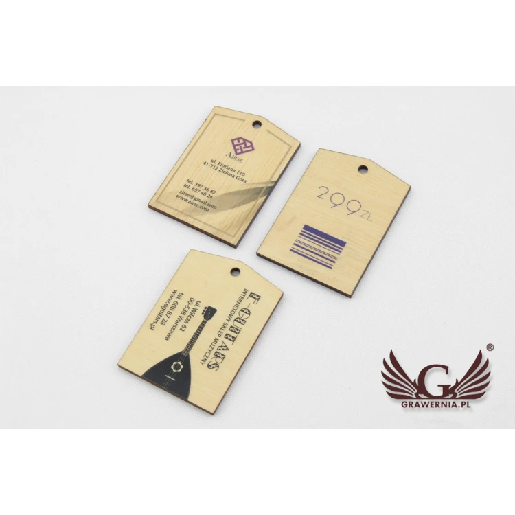 Wooden Labels, Price Tags - Dimensions: 42x60mm - UV Print - EDR005