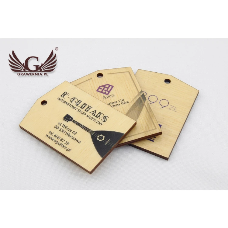 Wooden Labels, Price Tags - Dimensions: 42x60mm - UV Print - EDR005