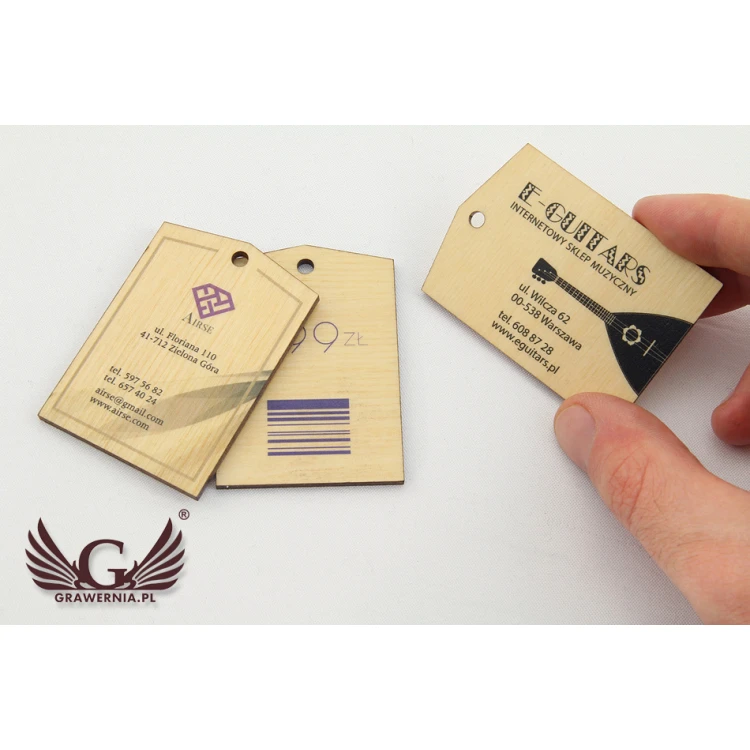 Wooden Labels, Price Tags - Dimensions: 42x60mm - UV Print - EDR005