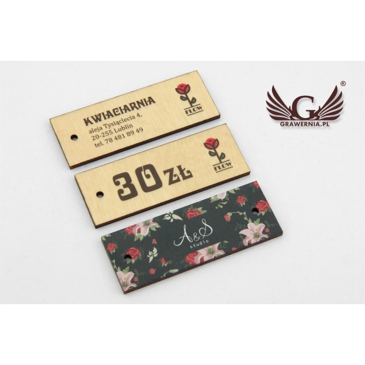 Wooden Labels, Price Tags - Dimensions: 70x25mm - UV Print - EDR007