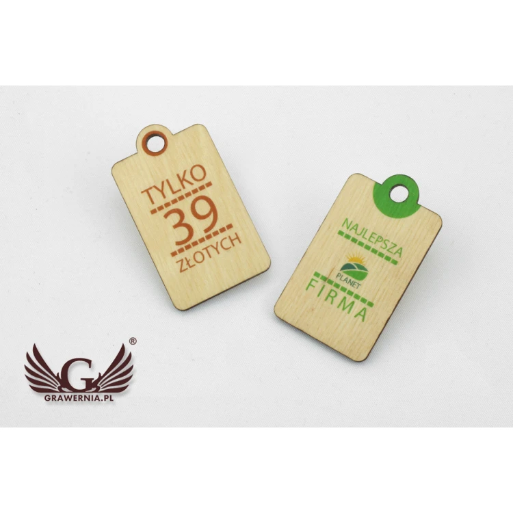 Wooden Labels, Price Tags - Dimensions: 34x60mm - UV Print - EDR009