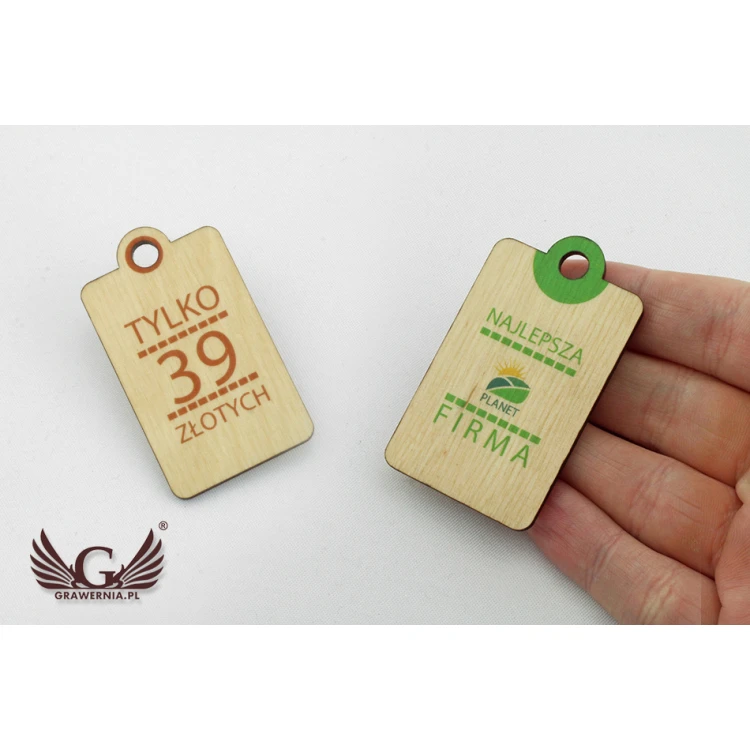 Wooden Labels, Price Tags - Dimensions: 34x60mm - UV Print - EDR009