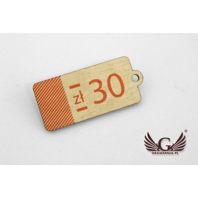 Wooden Labels, Price Tags - Dimensions: 27x60mm - UV Print - EDR010