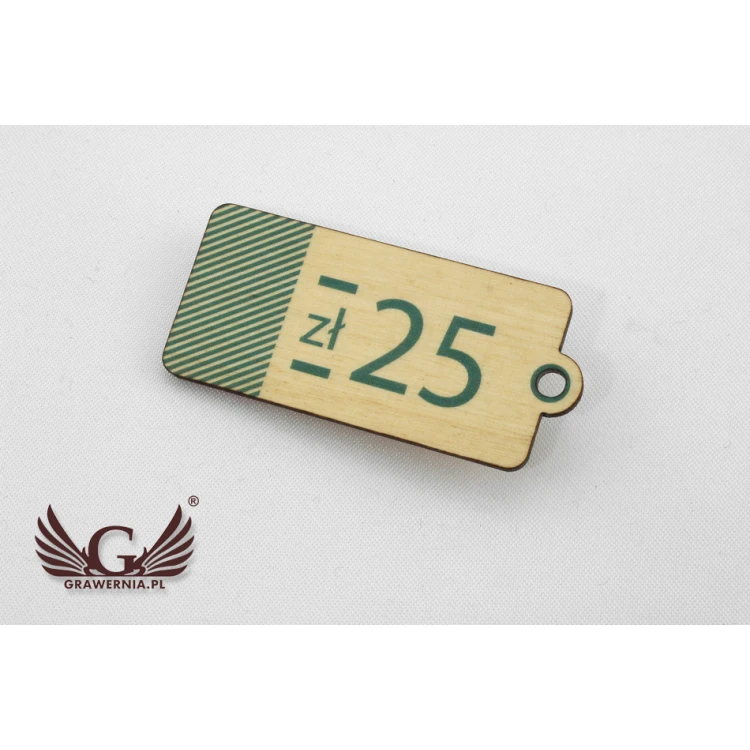 Wooden Labels, Price Tags - Dimensions: 27x60mm - UV Print - EDR010