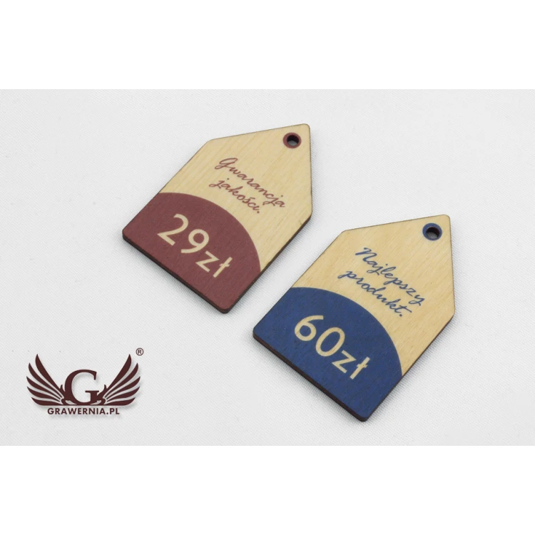 Wooden Labels, Price Tags - Dimensions: 36x60mm - UV Print - EDR011