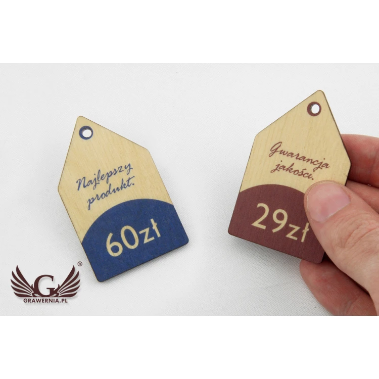 Wooden Labels, Price Tags - Dimensions: 36x60mm - UV Print - EDR011