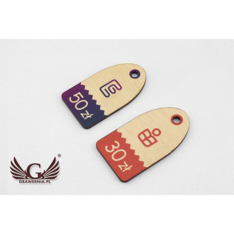 Wooden Labels, Price Tags - Dimensions: 32x60mm - UV Print - EDR012