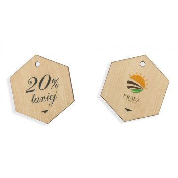 Wooden Labels, Price Tags - Dimensions: 40x46mm - UV Print - EDR013