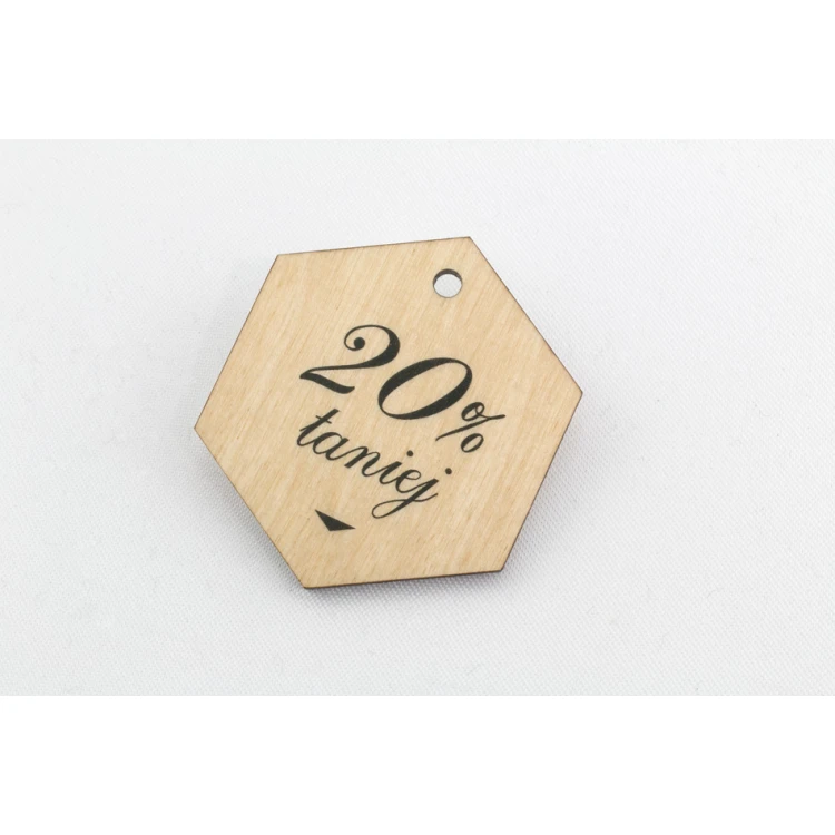 Wooden Labels, Price Tags - Dimensions: 40x46mm - UV Print - EDR013