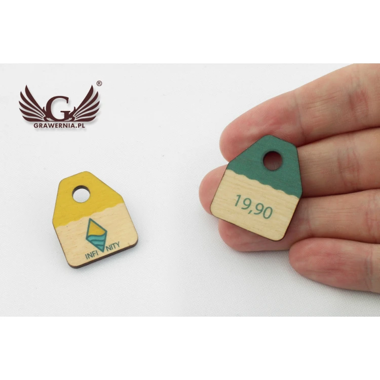 Wooden Labels, Price Tags - Dimensions: 24x30mm - UV Print - EDR016