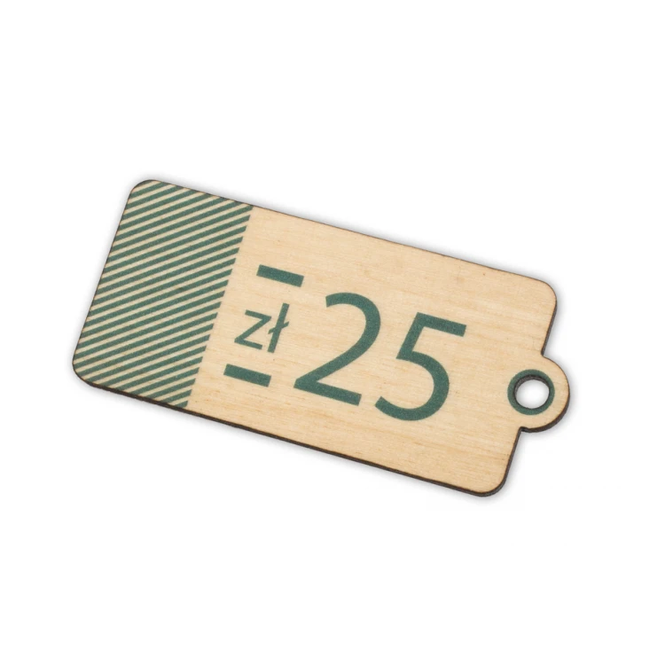 Wooden Labels, Price Tags - Dimensions: 27x60mm - UV Print - EDR010