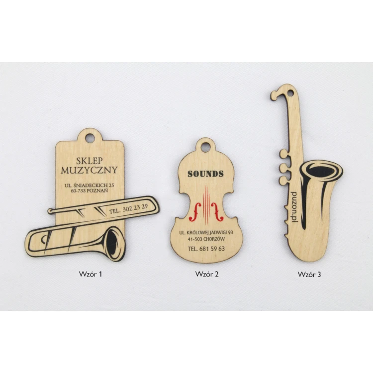 Wooden Labels, Business Cards for Music Store - UV Print - EDR008