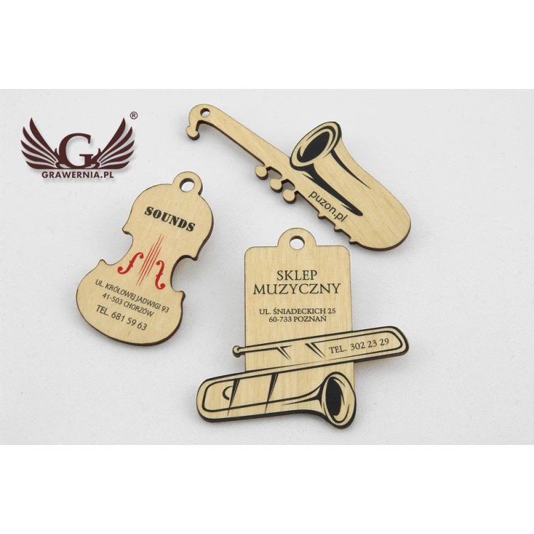 Wooden Labels, Business Cards for Music Store - UV Print - EDR008