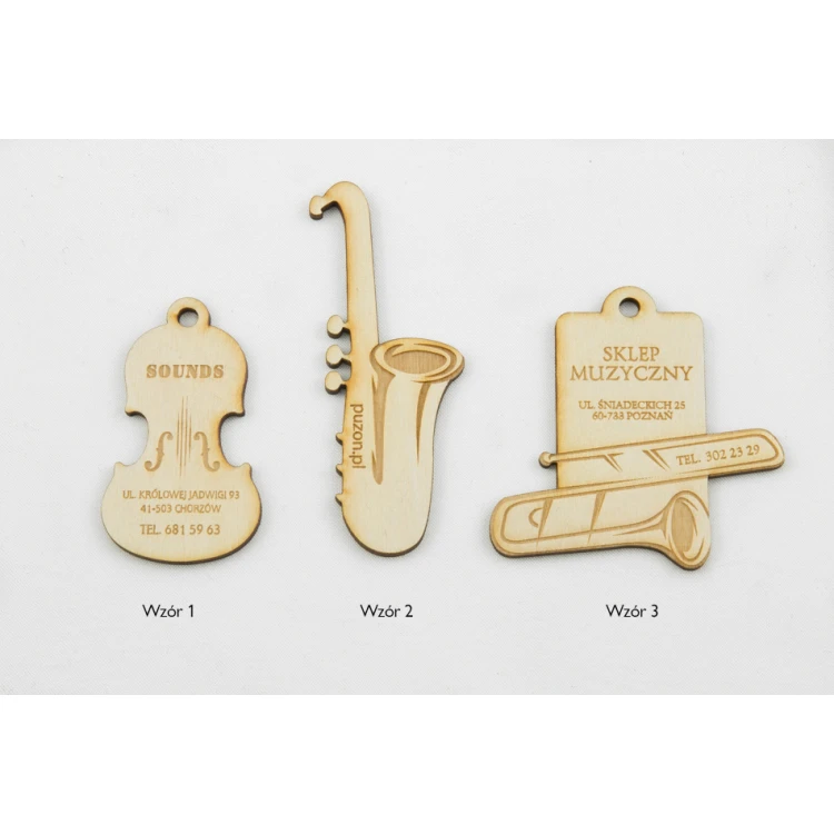 Wooden Labels, Business Cards for Music Store Laser Engraved - EDR022