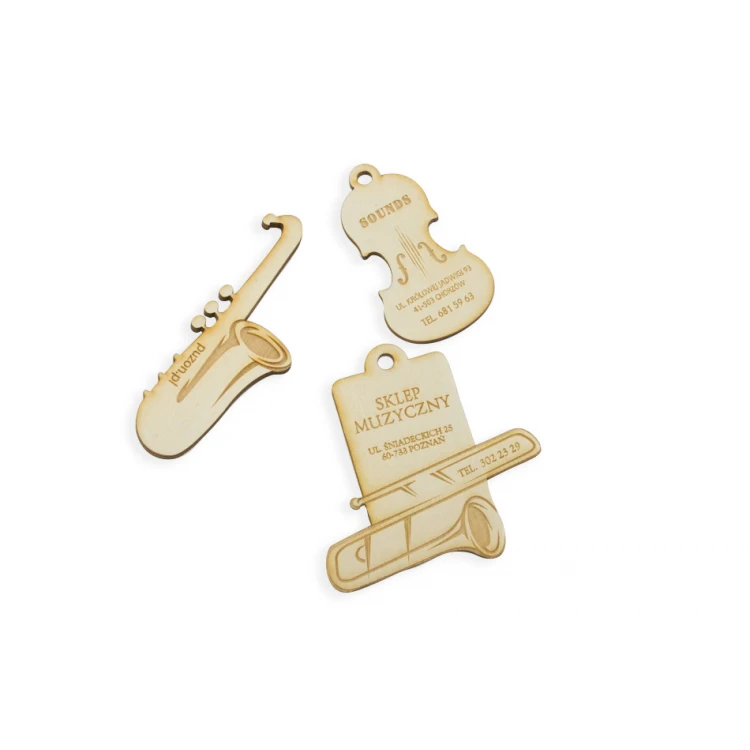 Wooden Labels, Business Cards for Music Store Laser Engraved - EDR022