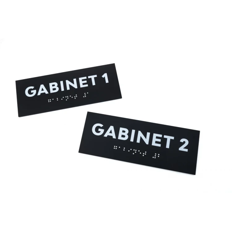 Office - Braille script sign - matte black acrylic - dimensions 160x60mm - DARK - TAB422