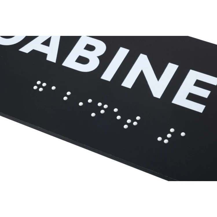 Office - Braille script sign - matte black acrylic - dimensions 160x60mm - DARK - TAB422
