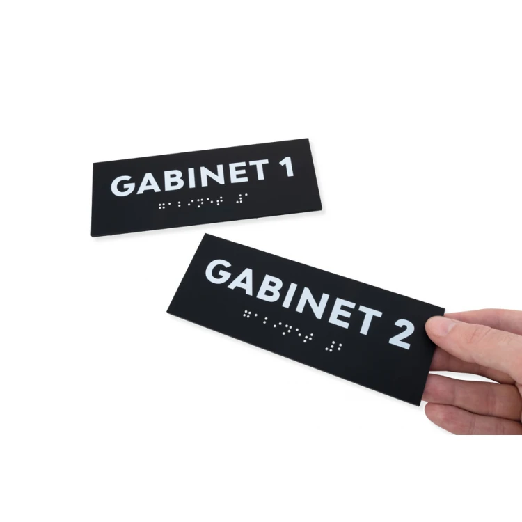 Office - Braille script sign - matte black acrylic - dimensions 160x60mm - DARK - TAB422