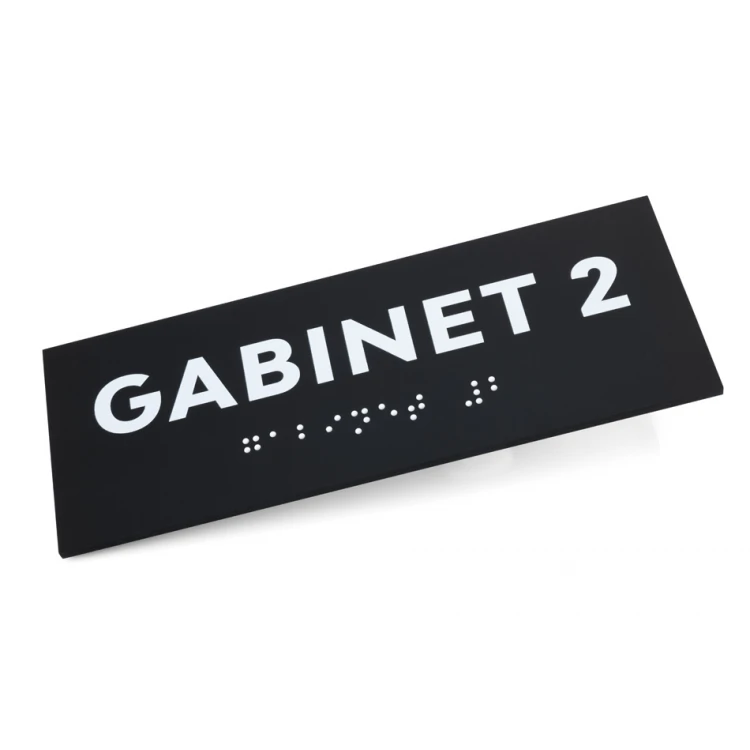 Office - Braille script sign - matte black acrylic - dimensions 160x60mm - DARK - TAB422