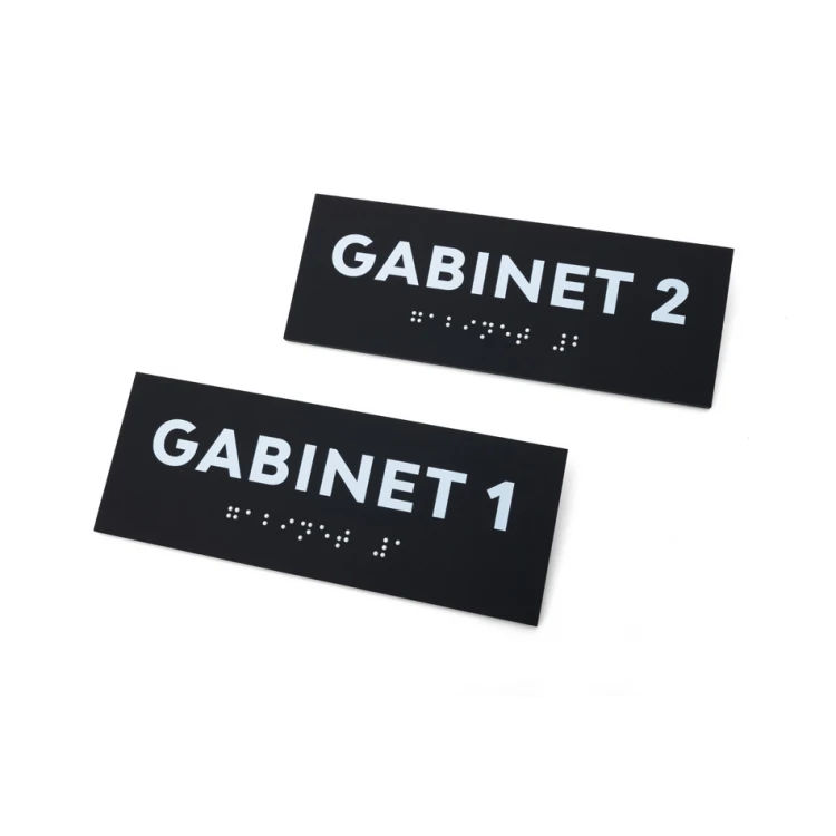 Office - Braille script sign - matte black acrylic - dimensions 160x60mm - DARK - TAB422