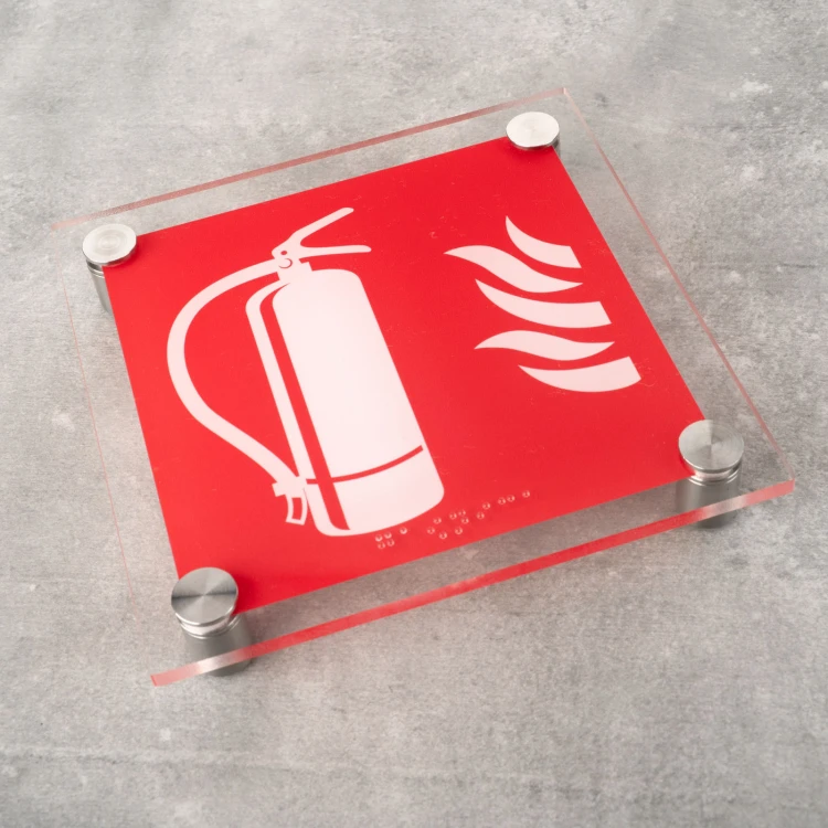 Fire extinguisher - PPOŻ sign made of plexi with Braille script - size 150x150mm - TAB524