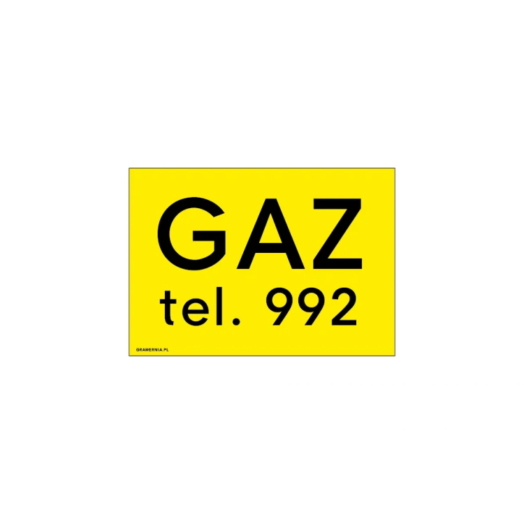 Gas tel. 992 - warning sign - size 170x120mm - PVC - UV color print - BHP101