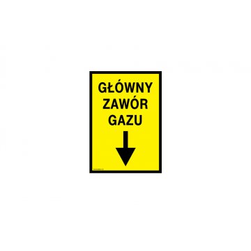 Main Gas Valve - Location Plate for Gas Pipeline - Size 140x200mm - PVC - Color UV Print - BHP109