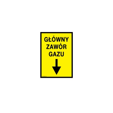 Main Gas Valve - Location Plate for Gas Pipeline - Size 140x200mm - PVC - Color UV Print - BHP109