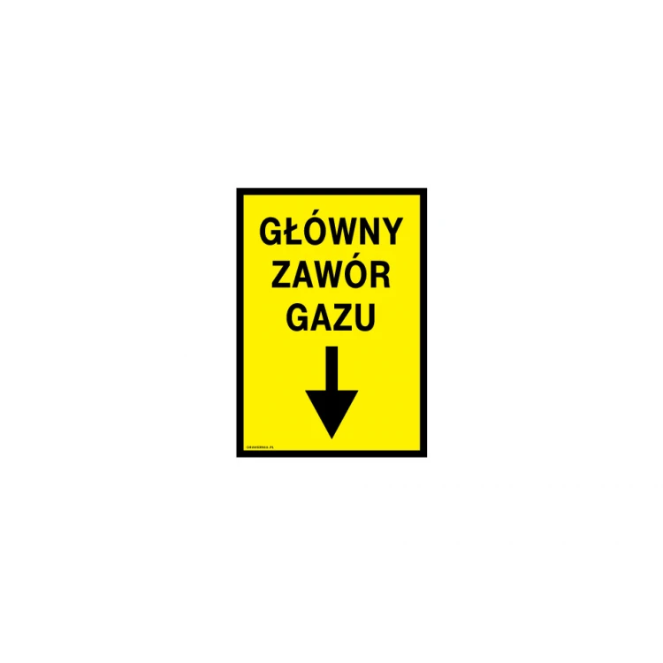 Main Gas Valve - Location Plate for Gas Pipeline - Size 140x200mm - PVC - Color UV Print - BHP109