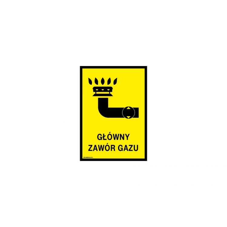 Main Gas Valve - Warning Sign - Size 140x200mm - PVC - UV Color Print - BHP102