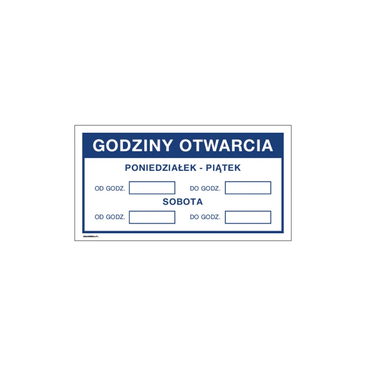 Opening Hours - Shop Signboard meas. 300x160mm - PVC - Colorful UV Print - TAB195