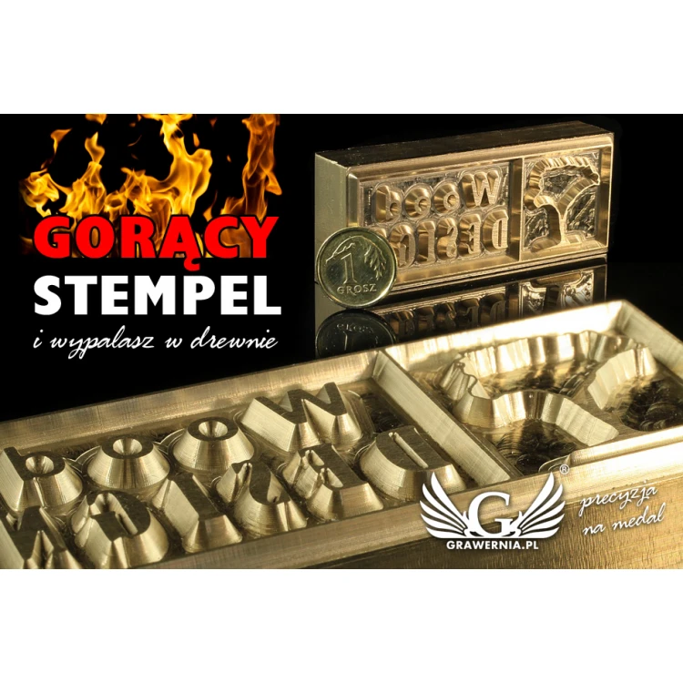 Hot stamp for hot and cold logo embossing - die dimensions: 60x22.3mm - CNC', which is in the category 'Industry and Company / Metal Dies and Stamps'. Do not translate the category.