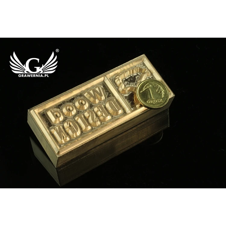 Hot stamp for hot and cold logo embossing - die dimensions: 60x22.3mm - CNC', which is in the category 'Industry and Company / Metal Dies and Stamps'. Do not translate the category.