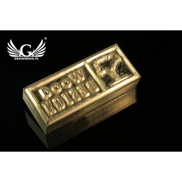 Hot stamp for hot and cold logo embossing - die dimensions: 60x22.3mm - CNC', which is in the category 'Industry and Company / Metal Dies and Stamps'. Do not translate the category.