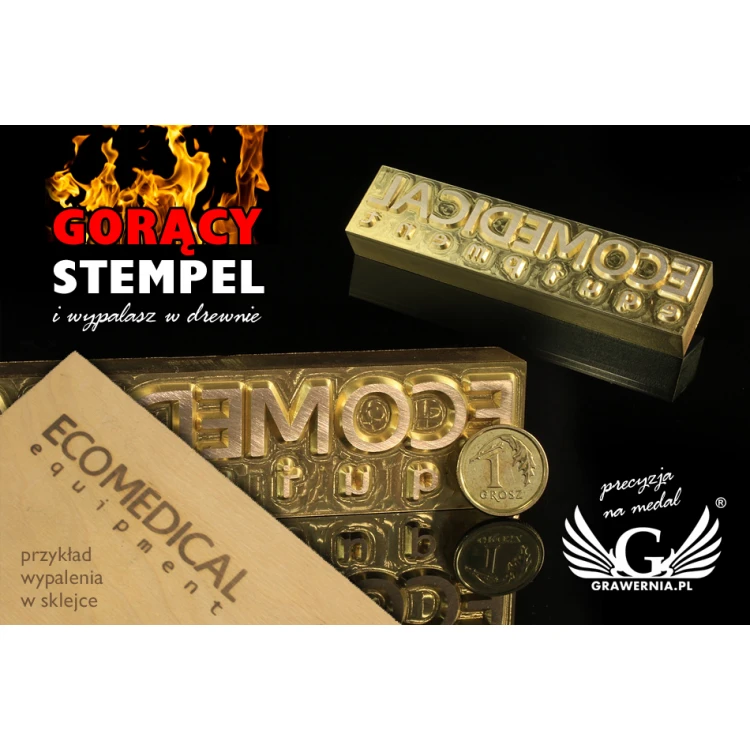 Hot stamp for hot and cold logo embossing - die dimensions: 105x25mm - CNC