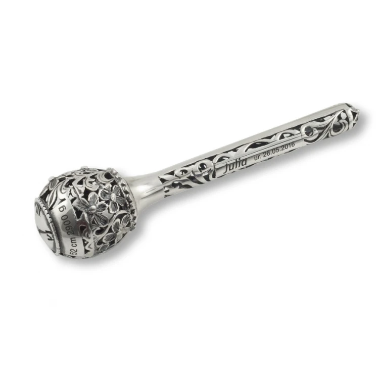 RATTLE SCEPTER - SILVER - Holy Baptism Souvenir - pattern SRB019