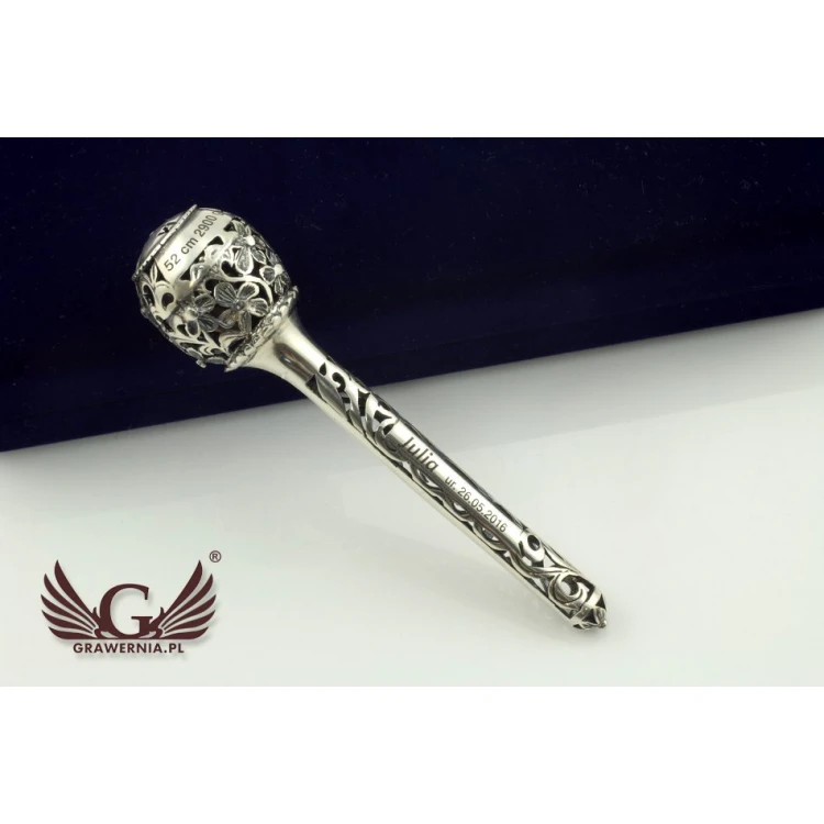 RATTLE SCEPTER - SILVER - Holy Baptism Souvenir - pattern SRB019