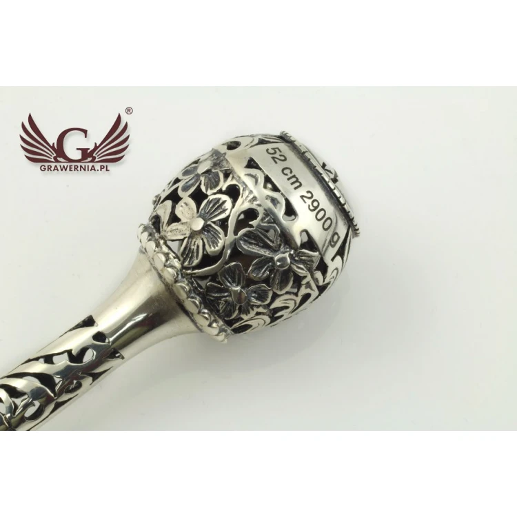 RATTLE SCEPTER - SILVER - Holy Baptism Souvenir - pattern SRB019