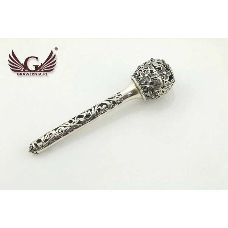 RATTLE SCEPTER - SILVER - Holy Baptism Souvenir - pattern SRB019